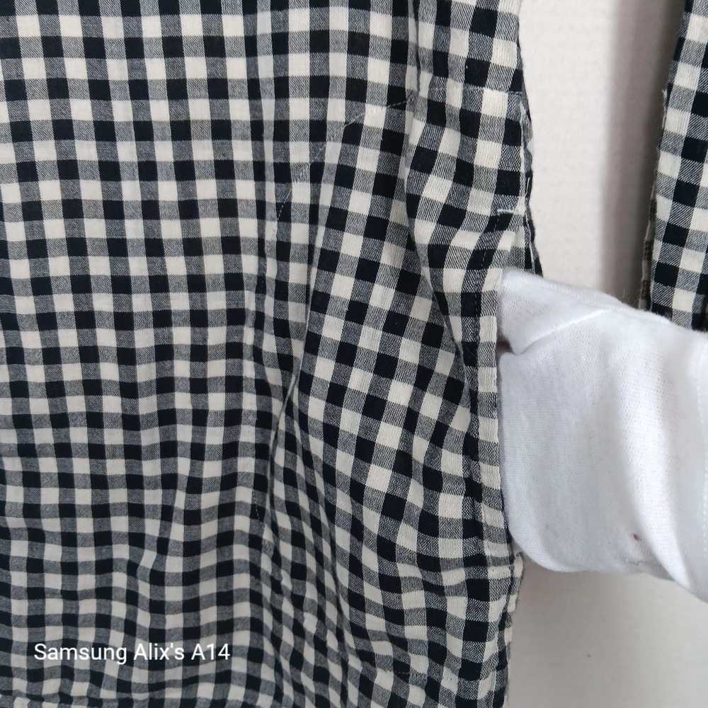 J.Jill Blouse Size Large Long Sleeve Cotton Black White Gingham Check Shirt - Picture 10 of 11